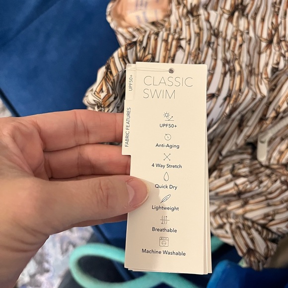 Mott50 Madeline Short Sleeve V Neck One Piece Swimsuit Bamboo Forest size Large - Picture 9 of 10